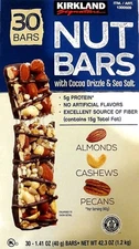 Kirkland Signature Nut Bars w/Cocoa Drizzle & Sea Salt 30 bars EXP 12/2026