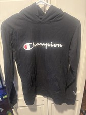 Champion Black Pullover Hoodie boys Hooded Pockets Long Sleeve