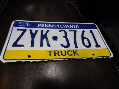 Tri Color Pennsylvania License Plate PA Tag Truck # ZYK 3761