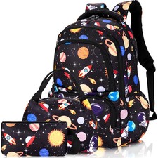 Backpack for Boys, Space Backpack Set for School, Large Capacity Kids Astrona...