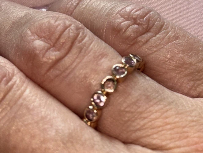 Розовый сапфир безель комплект 14 карат розовое золото вечность кольцо - Изображение 3 из 4