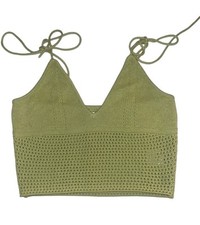 Reformation Knit Top Cropped Green Size Medium