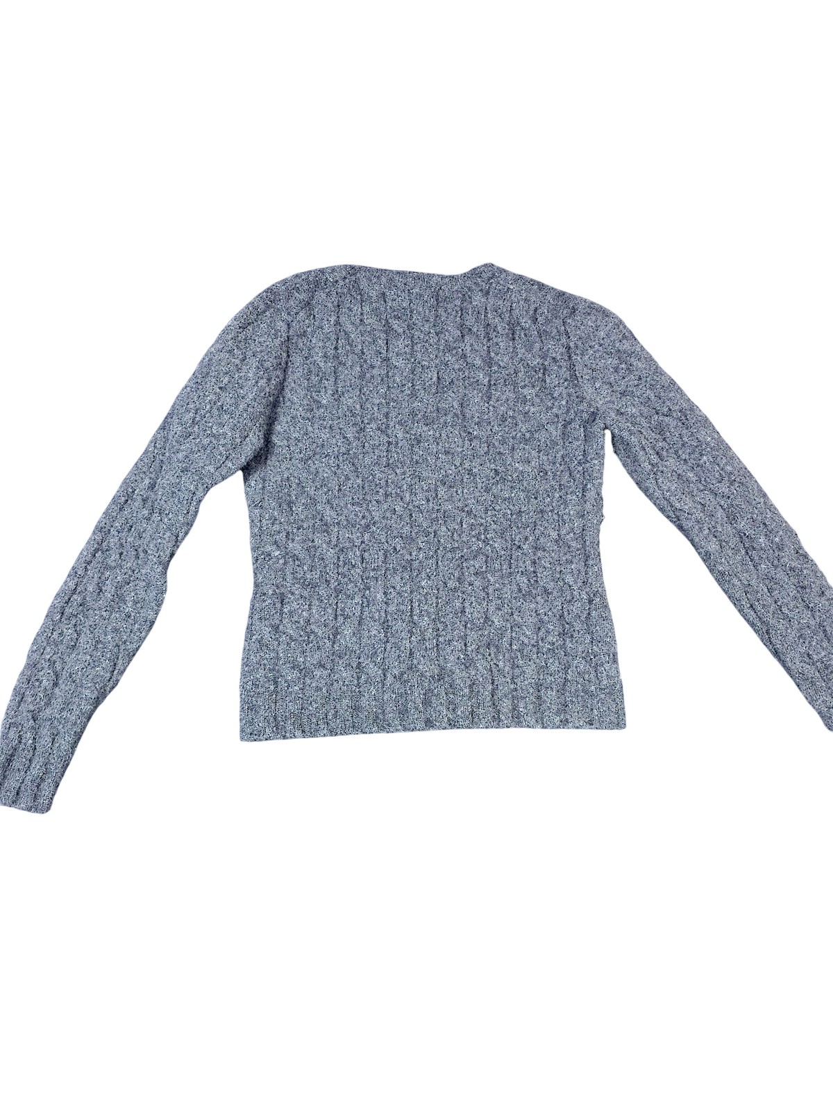 GAP Sweater Womens Medium Gray Stretch Lambswool Cable Knit Pullover Crewneck