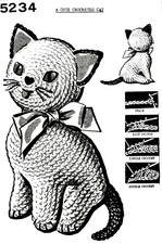Cute Cat Crocheted Pattern 5234 Reprint 