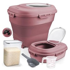 Rice Storage Bin Cereal Containers, 13-50lb Collapsible Rice 13-50LBS/ Pink