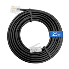 Telephone Extension Line Cord Cable Wire, 25 FT Black Phone Extension Line, RJ11