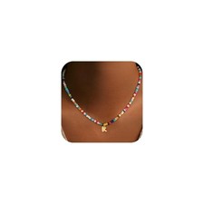 Valentines Day Gifts forids Classroom - Colorful Beaded Initial Necklace for K