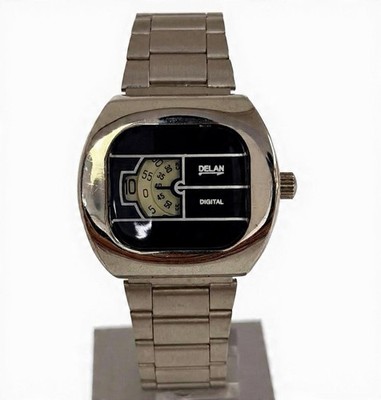 RARO Vintage Armbanduhr Digital Disco Quartz Delan Funktioniert 32,7 mm