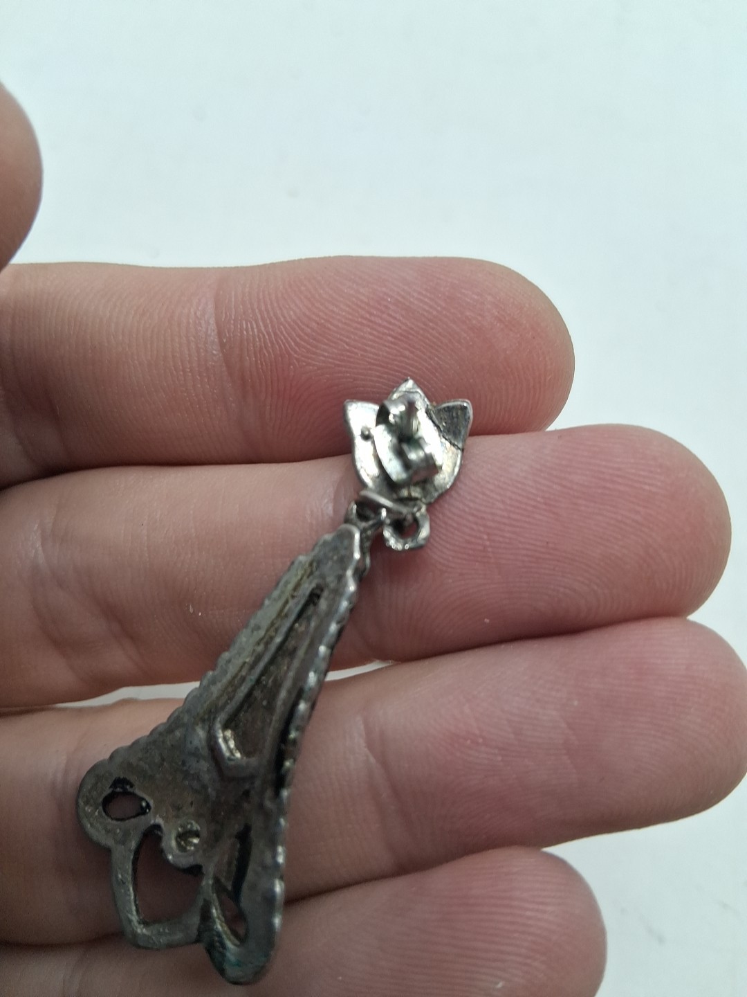 ONYX DANGLE POST EARRINGS REAL SOLID .925 STERLIN… - image 7