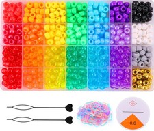 Pony Beads for Bracelet Making Kit, Rainbow Kandi Beads for Jewelry Making DI...