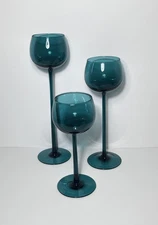 Vintage Empoli Glass Set of 3 Graduated Art Glass Candle Holders Carlo Moretti