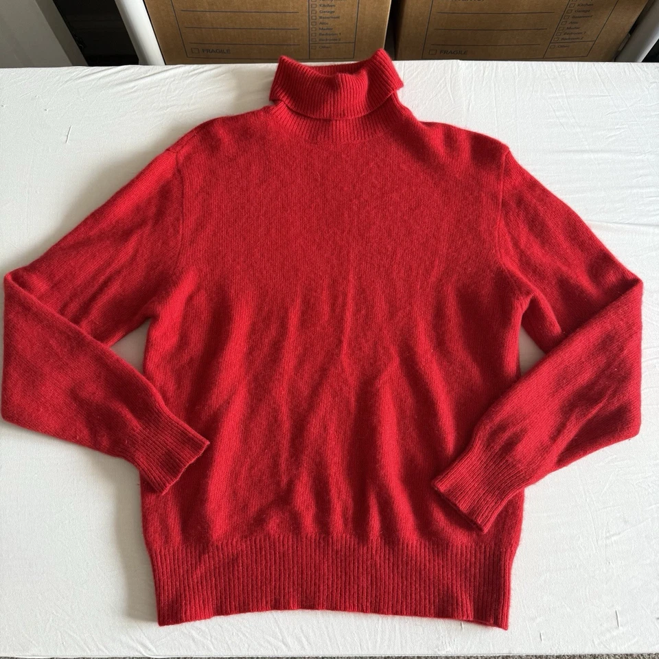 Vintage Neiman Marcus Cashmere Sweater Womens Large Red Mobwife Old Money - Image 3 of 4