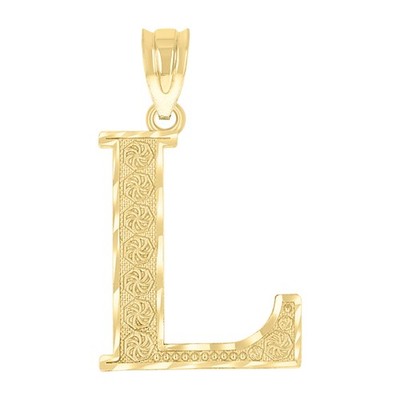10kt Gelbgold Unisex Diamantschliff Buchstabe L Initiale Charm Anhänger
