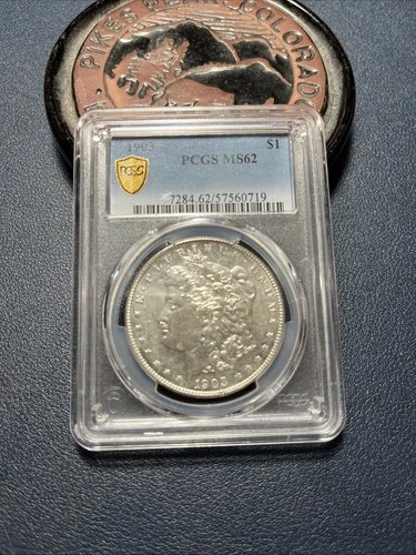 1903 Morgan Silver Dollar, PCGS Gold Shield Label, MS 62
