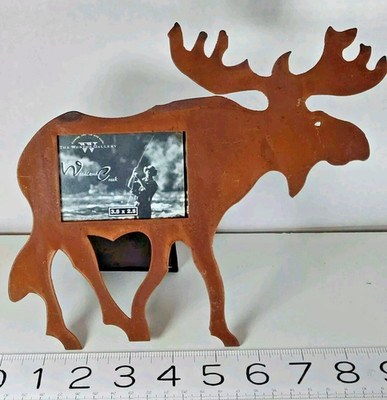 Wilton 7.5x9'' Rusty MOOSE Cabin Rustic Farmhouse Metal 3x2  Photo Picture Frame