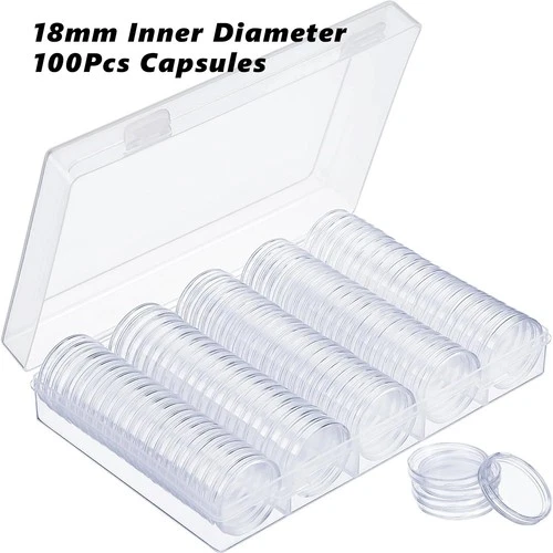 100pcs 18mm Airtight Direct Fit Coin Capsules Holders Display Case for US Dimes