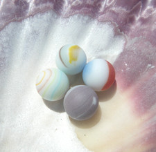 Sea Glass, Collection of Opaque Marbles with Multi Color Swirls