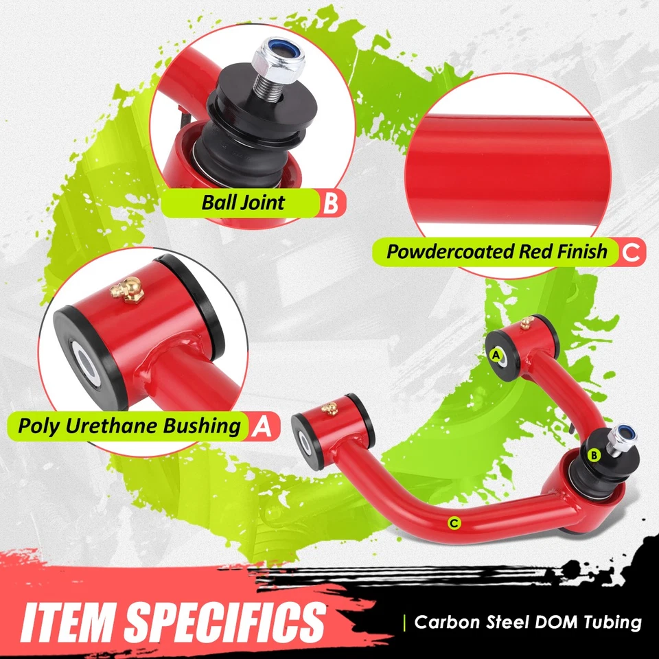 Kits de brazos de control superiores delanteros rojos estilo fábrica para Toyota Tundra Sequoia 00-07 Foto 2 de 4