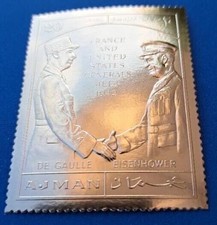 Gold Stamp Timbre Or MNH** Eisenhower et De Gaulle generals meet 1942