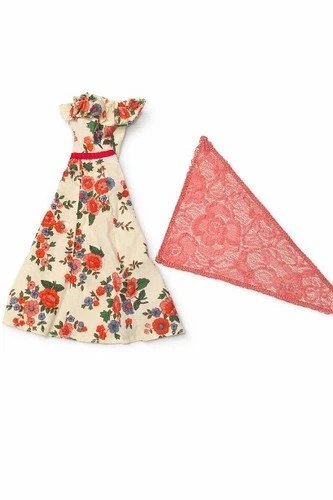 Vintage Barbie 9160 Rose Floral Dress & Shawl  1976 Original