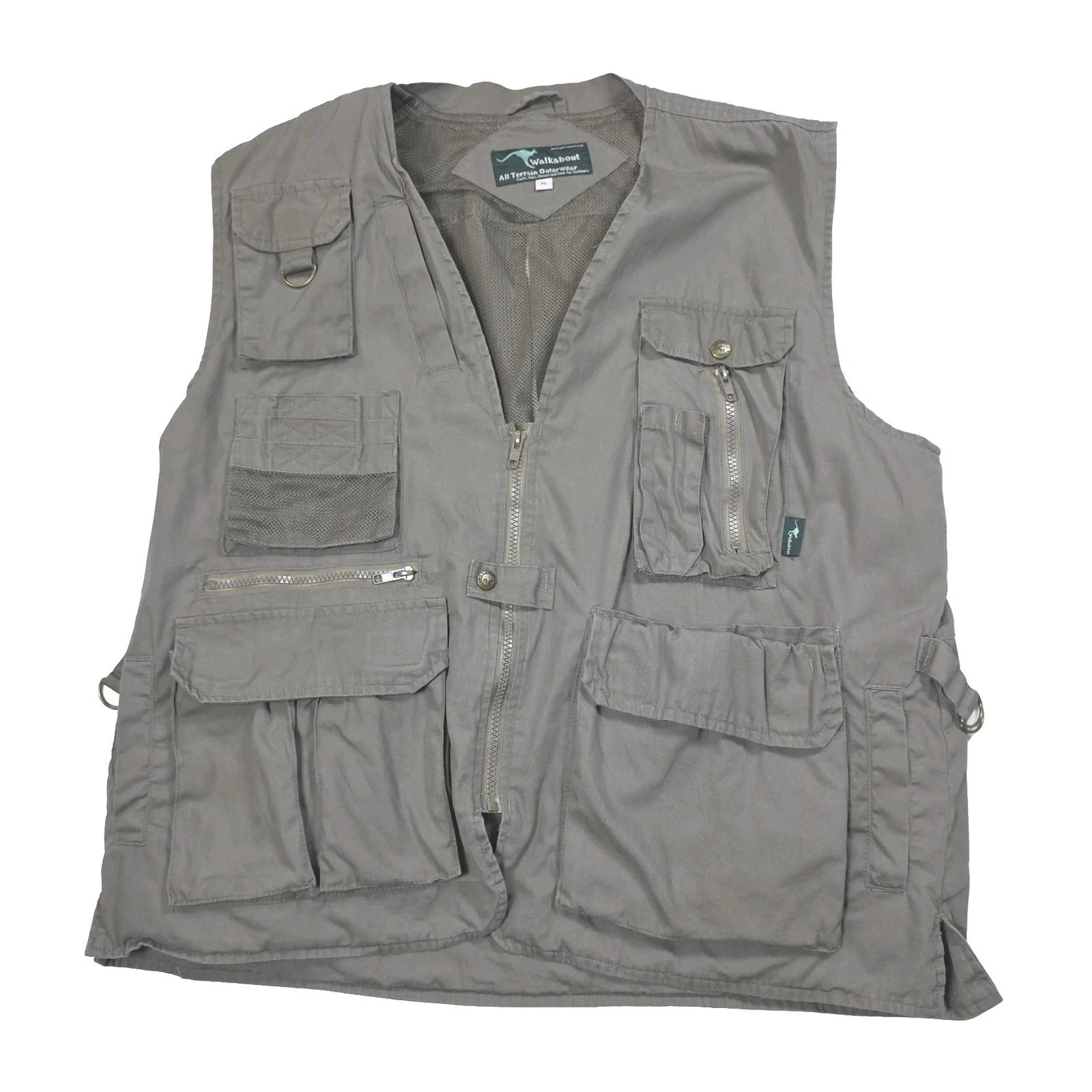 Walkabout Khaki Safari Outback Vest-18 Pocket Hunting/Travel Vest Size XL
