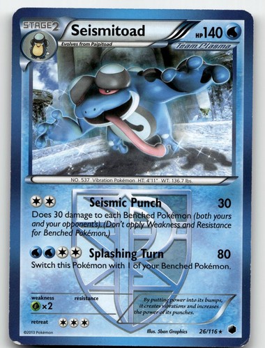 SEISMITOAD 26/116 RARE PLASMA FREEZE POKEMON LIGHTLY PLAYED