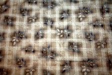 BROWN FLOWERS ON BROWN PLAID - 100 COTTON FABRIC