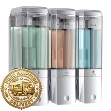 Shampoo and Conditioner Dispenser 3 Chamber 500ml Wall Mounted Silver for