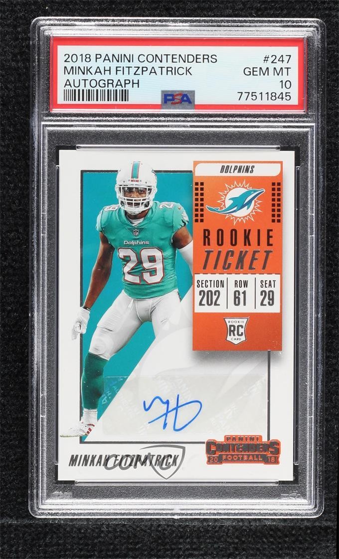 2018 Panini Contenders Minkah Fitzpatrick #247 PSA 10 GEM MT Rookie Auto RC yo7