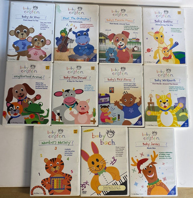 Lot of 11 Baby Einstein DVD Walt Disney Learning Da Vinci Galileo Animals Bach