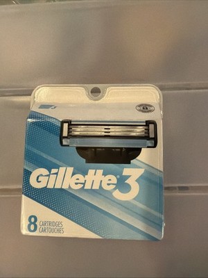 Gillette 3 Men's Razor Blade Refills 8 Cartridges - NEW