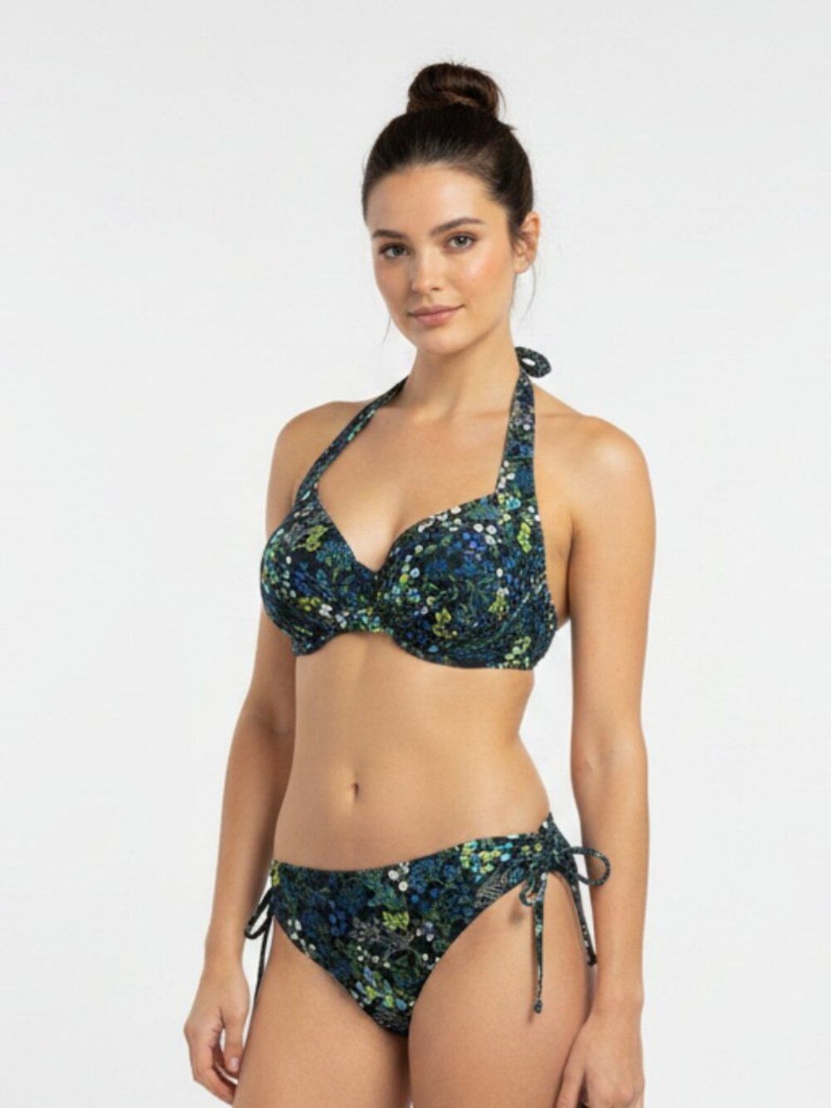Adore Me Black Floral Underwire Contour Bikini Swim Bathing Suit Set L/36DD