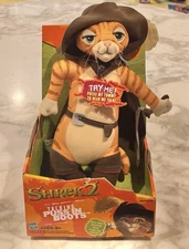 VTG 2004 Hasbro Dreamworks Shrek 2 Talking Puss In Boots 12” Plush NEW SEALED