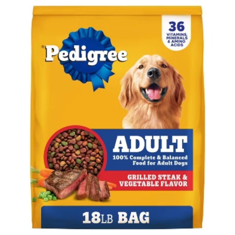 Pedigree Grilled Steak and Vegetable Flavor Adult Dry Dog Food - 18lbs