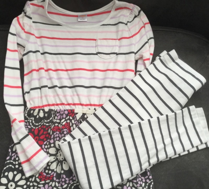 LOT Gymboree Girl Dress Tunic Leggings Stripe Floral Cream Large L 10 Mix Match