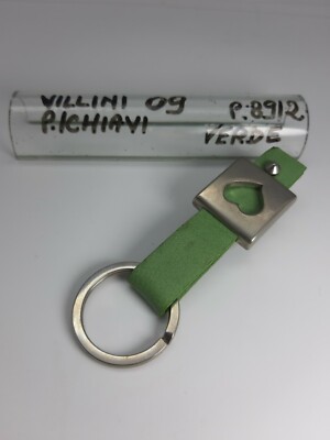 Schlüsselanhänger - Leder/Metall - Grün/Chrom - Cod.09 - Villini 