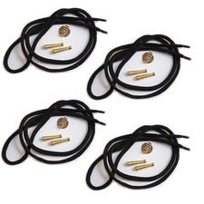 Bolo Tie Parts Kit Round Slide Textured Tips Black Cord Gold tone Pk/4