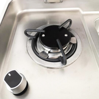 Boat Caravan Camper 1 Burner LPG Gas Stove Hob Sink Combo With Glass Lid Black