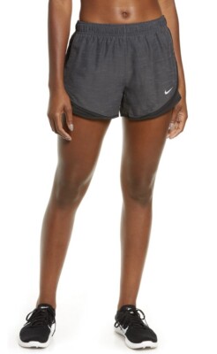Nike Women Dry Running Tempo Athletic Shorts DB4487 083 Heather Black Gray Large