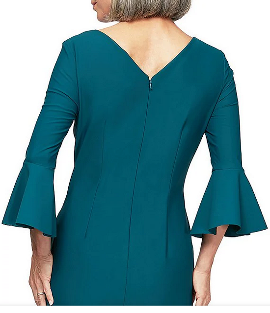 Alex Evenings Slimming Side Ruched Cocktail Dress Sz 8 teal $239 *1480 |  eBay