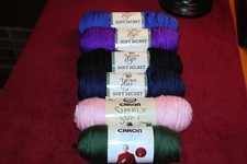 Yarn Bee Soft Secret Caron Simply Soft Yarn lot of 6 Skeins Various Colors