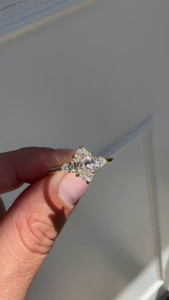 Authentic Lab Created Engagement Ring in 925 Silver base Gold Plated 2 Carat