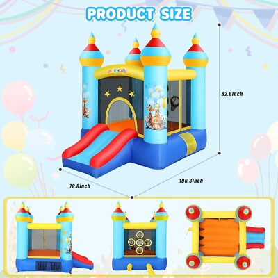 Inflatable Bounce House Bouncy Jumping Castle with Blower Slide for Kids Gifts 
