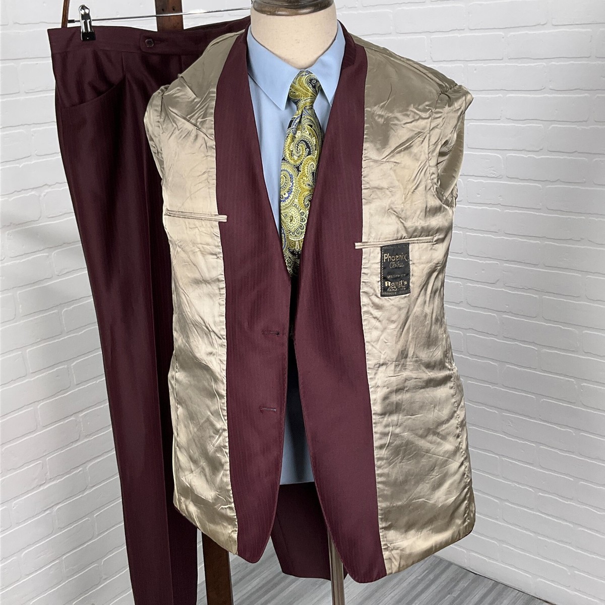 phoenix ウエアー　セット　160 Phoenix Suit Men 42 31Wx31.5L Burgundy Shiny Polyester