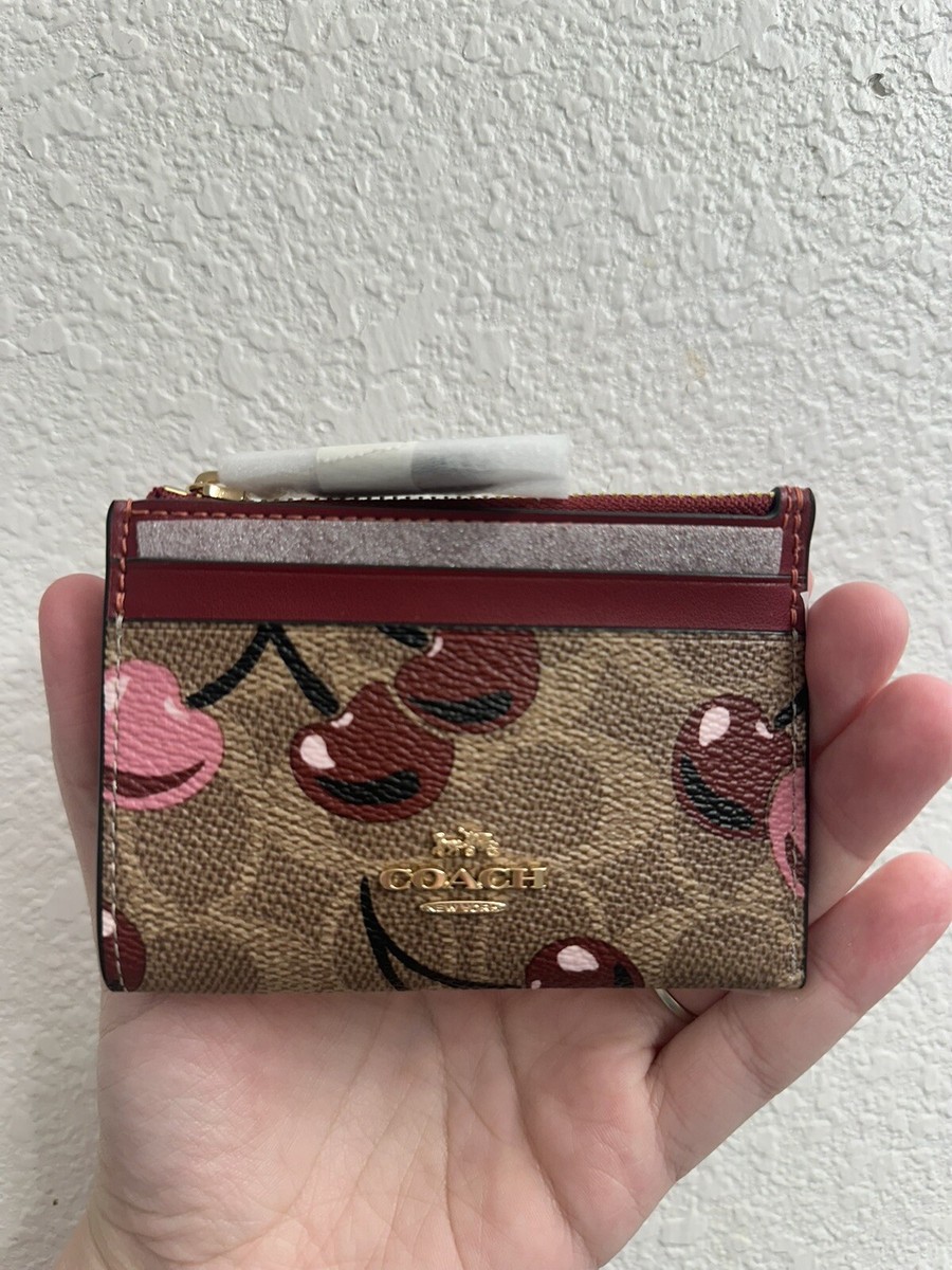 NWT Coach Mini Skinny Id Case In Signature Canvas With