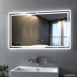 Badspiegel Led Beleuchtung Wandspiegel Touch Mit Uhr 1000x600 Badezimmerspiegel Ebay