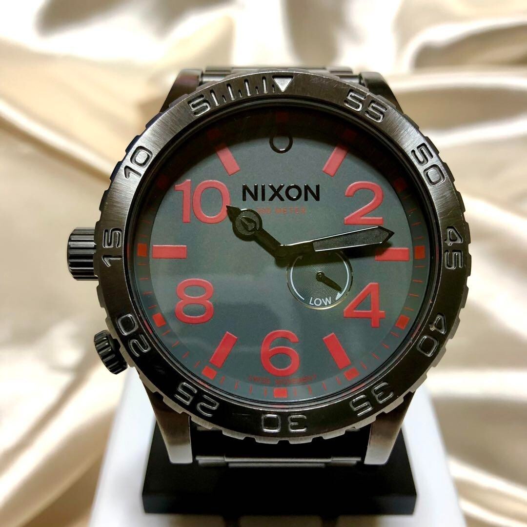 Nixon THE 51-30 TIDE GUNMETAL Red A057-131 Men Wristwatch Used Japan New  Battery