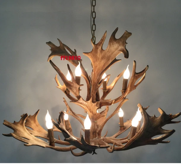 REPRODUCTION FALLOW MULE DEER CHANDELIER FAUX ANTLER LIGHTS