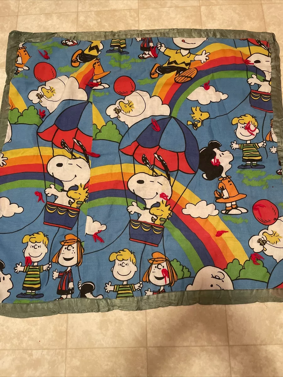 Vtg Hand Made Snoopy blanket Security blanket 37x38.5