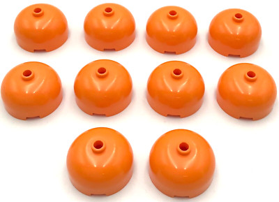 Lego 10 New Orange Bricks Round 3 x 3 x 1 1/3 Dome Top - Open Stud Parts